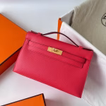 Hermes Kelly Pochette Handmade Bag In Rose Japour Epsom Calfskin - Image 6