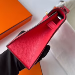 Hermes Kelly Pochette Handmade Bag In Rose Japour Epsom Calfskin - Image 9