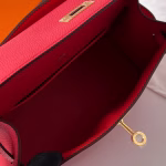 Hermes Kelly Pochette Handmade Bag In Rose Japour Epsom Calfskin - Image 8