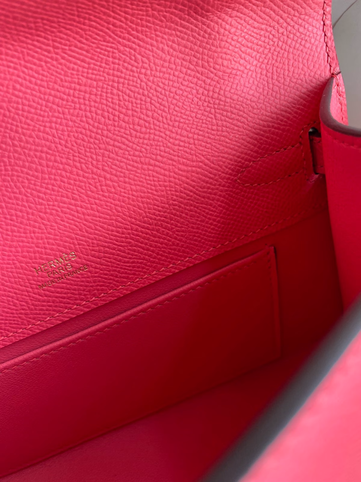 Hermes Kelly Pochette Handmade Bag In Rose Lipstick Epsom Calfskin - Image 5