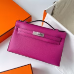 Hermes Kelly Pochette Handmade Bag In Rose Purple Epsom Calfskin - Image 8