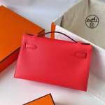 Hermes Kelly Pochette Handmade Bag In Rose Texas Epsom Calfskin - Image 3