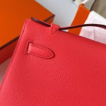 Hermes Kelly Pochette Handmade Bag In Rose Texas Epsom Calfskin - Image 9