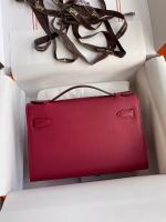 Hermes Kelly Pochette Handmade Bag In Ruby Epsom Calfskin - Image 6