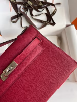 Hermes Kelly Pochette Handmade Bag In Ruby Epsom Calfskin - Image 8