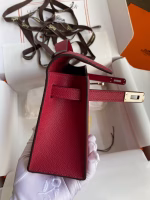 Hermes Kelly Pochette Handmade Bag In Ruby Epsom Calfskin - Image 4