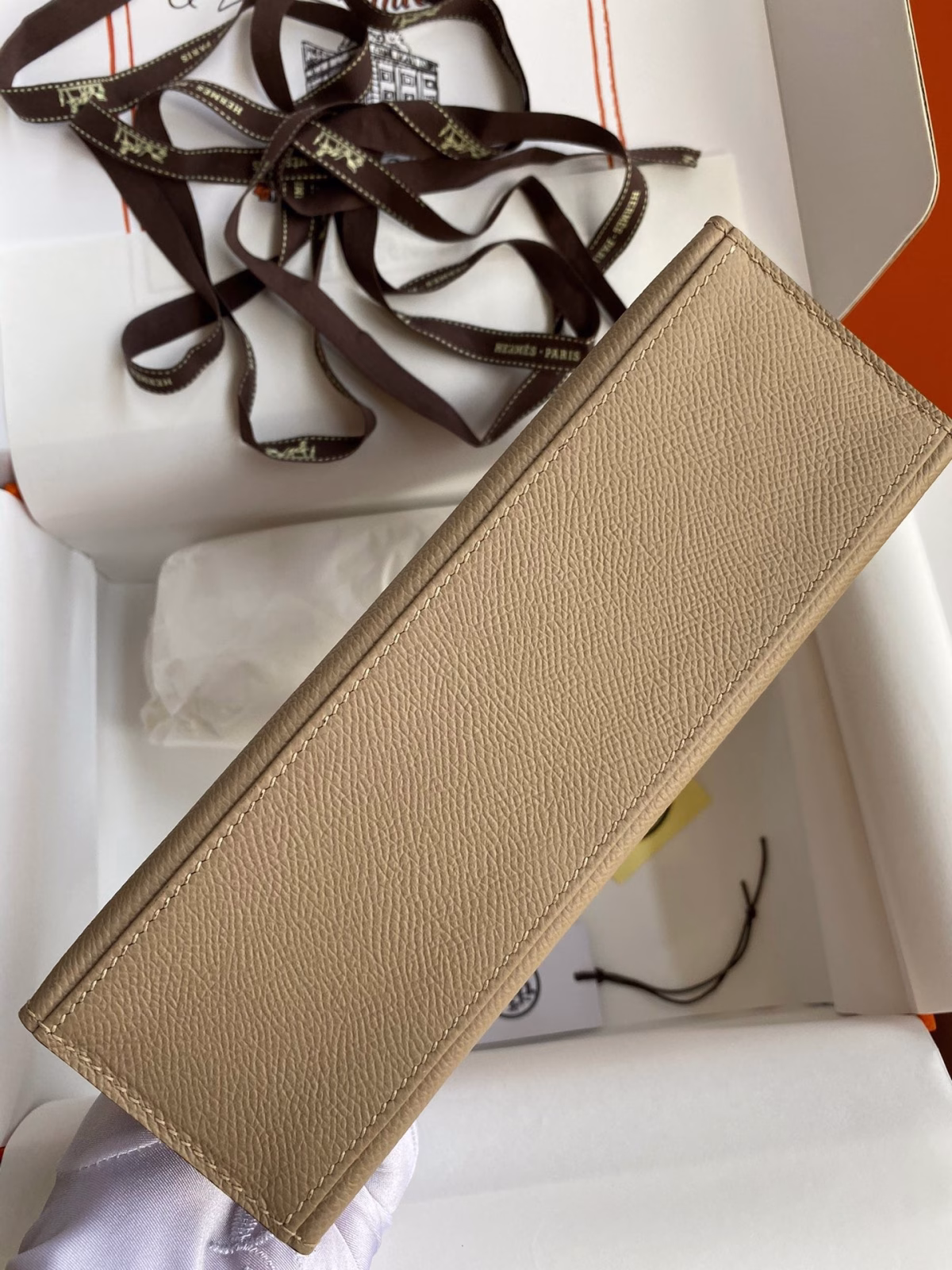 Hermes Kelly Pochette Handmade Bag In Trench Epsom Calfskin - Image 7