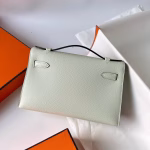 Hermes Kelly Pochette Handmade Bag In Vert Fizz Epsom Calfskin - Image 8