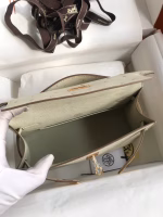 Hermes Kelly Pochette Handmade Bag In Beton Ostrich Leather - Image 4