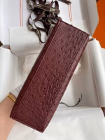 Hermes Kelly Pochette Handmade Bag In Bordeaux Ostrich Leather - Image 7