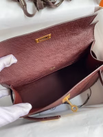 Hermes Kelly Pochette Handmade Bag In Bordeaux Ostrich Leather - Image 4