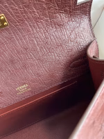 Hermes Kelly Pochette Handmade Bag In Bordeaux Ostrich Leather - Image 5