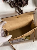 Hermes Kelly Pochette Handmade Bag In Chai Ostrich Leather - Image 4