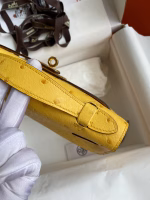 Hermes Kelly Pochette Handmade Bag In Jaune Ambre Ostrich Leather - Image 3