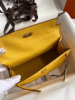 Hermes Kelly Pochette Handmade Bag In Jaune Ambre Ostrich Leather - Image 4