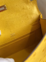 Hermes Kelly Pochette Handmade Bag In Jaune Ambre Ostrich Leather - Image 7