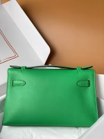 Hermes Kelly Pochette Handmade Bag In Bamboo Swift Calfskin - Image 6