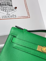 Hermes Kelly Pochette Handmade Bag In Bamboo Swift Calfskin - Image 7