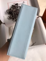 Hermes Kelly Pochette Handmade Bag In Blue Brume Swift Calfskin - Image 7