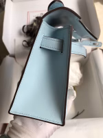 Hermes Kelly Pochette Handmade Bag In Blue Brume Swift Calfskin - Image 2