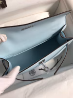 Hermes Kelly Pochette Handmade Bag In Blue Brume Swift Calfskin - Image 3