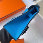 Hermes Kelly Pochette Handmade Bag In Blue Frida Swift Calfskin - Image 8