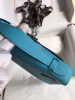 Hermes Kelly Pochette Handmade Bag In Blue du Nord Swift Calfskin - Image 10