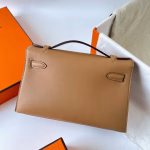Hermes Kelly Pochette Handmade Bag In Chai Swift Calfskin - Image 7