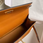 Hermes Kelly Pochette Handmade Bag In Gold Swift Calfskin - Image 2