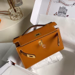 Hermes Kelly Pochette Handmade Bag In Gold Swift Calfskin - Image 8