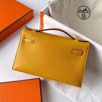 Hermes Kelly Pochette Handmade Bag In Jaune Ambre Swift Calfskin - Image 2