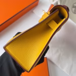 Hermes Kelly Pochette Handmade Bag In Jaune Ambre Swift Calfskin - Image 6