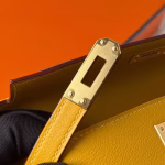 Hermes Kelly Pochette Handmade Bag In Jaune Ambre Swift Calfskin - Image 7