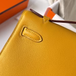 Hermes Kelly Pochette Handmade Bag In Jaune Ambre Swift Calfskin - Image 5