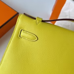 Hermes Kelly Pochette Handmade Bag In Lime Swift Calfskin - Image 5