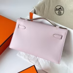 Hermes Kelly Pochette Handmade Bag In Mauve Pale Swift Calfskin - Image 6
