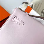 Hermes Kelly Pochette Handmade Bag In Mauve Pale Swift Calfskin - Image 8