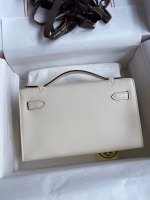 Hermes Kelly Pochette Handmade Bag In Nata Swift Calfskin - Image 6