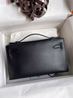 Hermes Kelly Pochette Handmade Bag In Black Swift Calfskin - Image 6