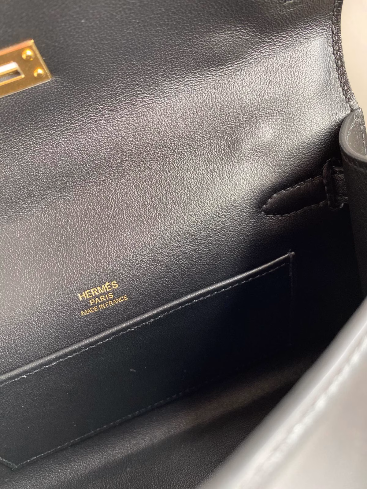 Hermes Kelly Pochette Handmade Bag In Black Swift Calfskin - Image 5
