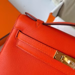 Hermes Kelly Pochette Handmade Bag In Rouge Piment Swift Calfskin - Image 3