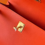 Hermes Kelly Pochette Handmade Bag In Rouge Piment Swift Calfskin - Image 4