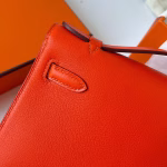 Hermes Kelly Pochette Handmade Bag In Rouge Piment Swift Calfskin - Image 5