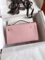 Hermes Kelly Pochette Handmade Bag In Rose Sakura Swift Calfskin - Image 7
