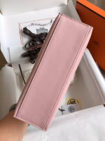 Hermes Kelly Pochette Handmade Bag In Rose Sakura Swift Calfskin - Image 9