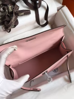 Hermes Kelly Pochette Handmade Bag In Rose Sakura Swift Calfskin - Image 5