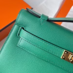 Hermes Kelly Pochette Handmade Bag In Vert Vertigo Swift Calfskin - Image 4