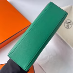 Hermes Kelly Pochette Handmade Bag In Vert Vertigo Swift Calfskin - Image 9