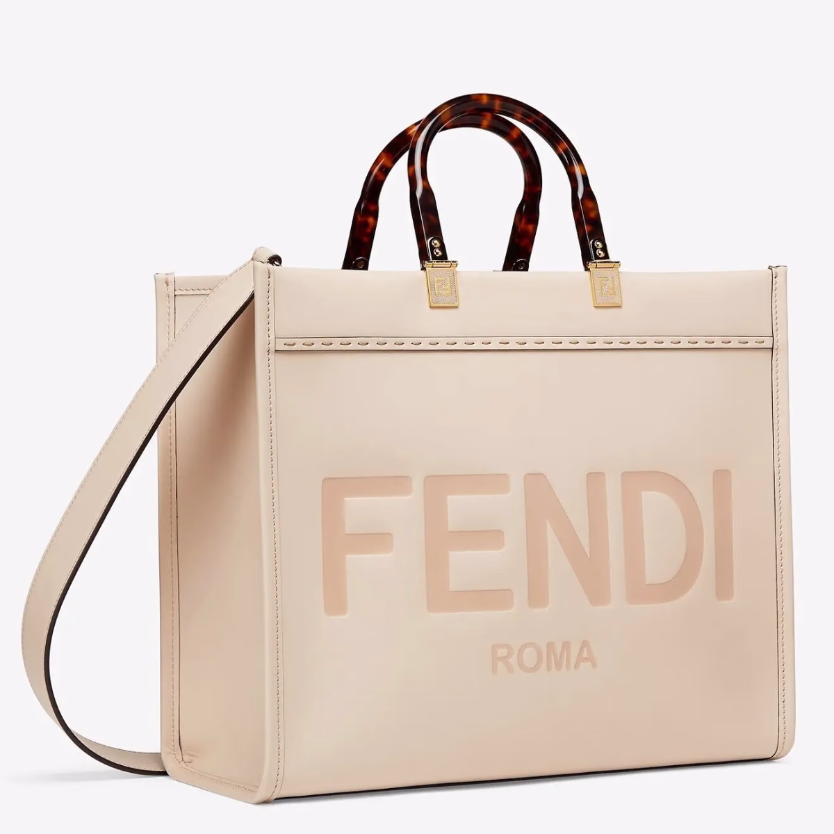 Fendi Sunshine Medium Shopper Bag In Beige Calfskin - Image 1