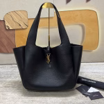 Saint Laurent Bea Tote Bag in Black Grained Leather - Image 9